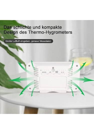 Goldenqian Termometre Higrometre Iç Mekan, Çalar Saatli, Lcd Dijital Sltyuk Siyah