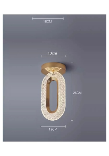 Alfa Kristal Ledli Avize Tavana Sıfır Gold Sarı Gövde 3 Renk Modu Gold