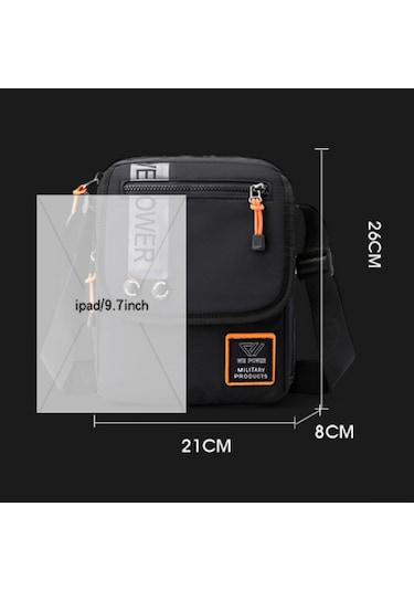 Jeemson Erkek Nylon Çanta: Kolay Taşınabilir, Çok Bölmeli, Günlük Kullanıma Uygun Gri Renk, Ayarlanabilir Askı, Dirençli Malzeme 21x8x26cm