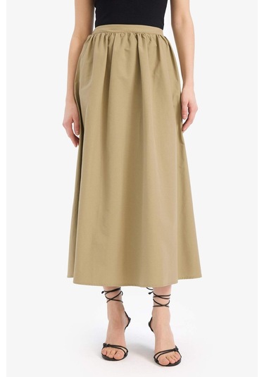 DeFacto A Kesim Normal Bel Yarım Astar Poplin Midi Etek E8700AX25SPKH482 Haki DeFacto A Kesim Normal Bel Yarım Astar Poplin Midi Etek E8700AX25SPKH482 Haki