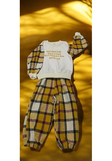 Piti Kare Desenli Polarlı Takım Renkli