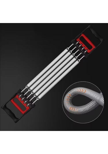 Ollevra 5 Yaylı 5 Kademeli Ayarlanabilir Fitness Ve Kuvvet Antrenmanı Ekipmanı - Göğüs Genişletme Ve Kuvvet Egzersiz Aleti Siyah