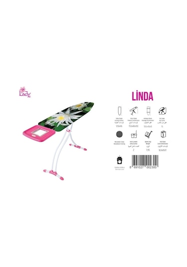 Lady Linda Ütü Masası Monoblok Tabla 156x46x90