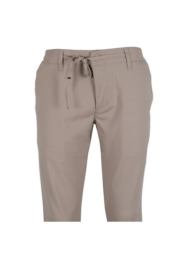Erkek Jogger Pantolon Bel Bağcıklı Dar Kesim Rar01342 Krem