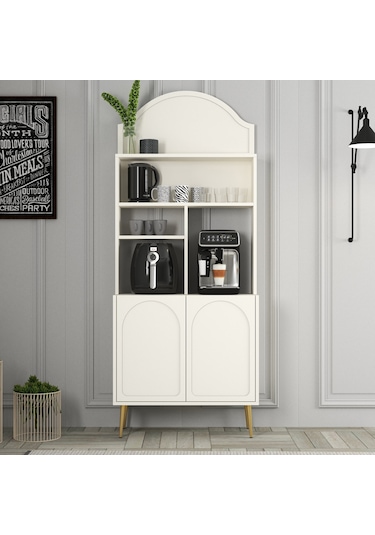Lyon Kahve Köşesi 80cm - Krem / Altın