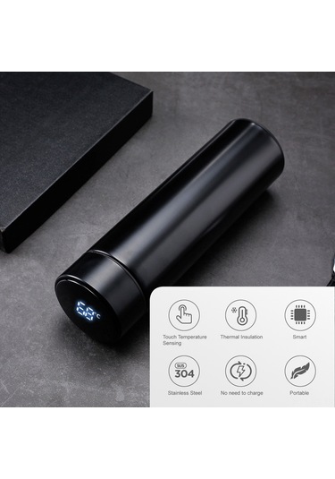 Reedark 480ml Pembe Akıllı Led Sıcaklık Gösteren Süper Isı Yalıtımlı 304 Çelik Leak-proof Filtreli Seyahat Okul Su Bardağı