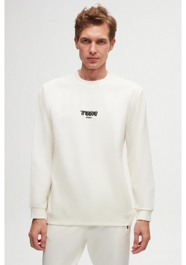 Twn Relaxed Fit Ekru Baskılı Sweatshirt 2ECE25ORT2791 Ekru