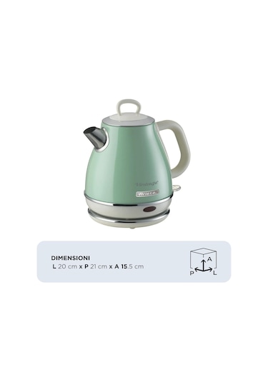 Ariete Vintage Elektrikli Su Isıtıcı 1 Litre Yeşil 2868/04 - Pasl