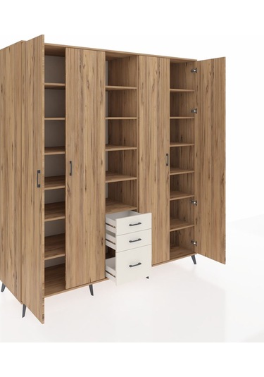 Kronos Dolap 17 Raflı 3 Çekmeceli 4 Kapaklı 220x59x243 Çam-çam/aytaşı Atlas Çam/aytası