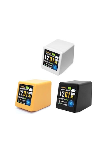 Aubyhe Akıllı Wifi Meteoroloji İstasyonu - Renkli Ips Ekranlı Çok Fonksiyonlu Dijital Saat Sıcaklık/nem/hava Durumu