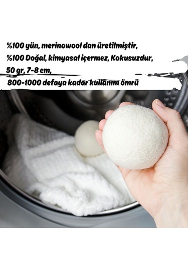 Xxl Yün Kurutma Topu 50 Gr. Beyaz