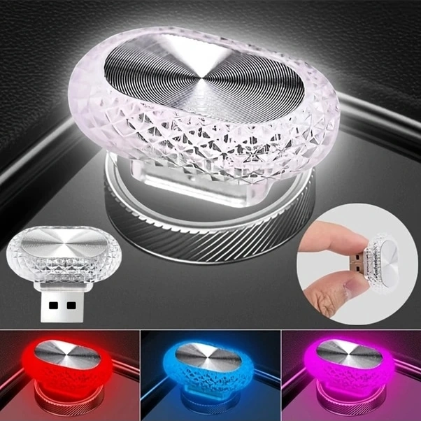 Trendooze Turcoshop11 1 Adet Pembe-mor Mini Usb Led Araç İçi Aydınlatma