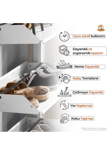 Kilitli 5'li Metal Ayakkabılık - Beyaz