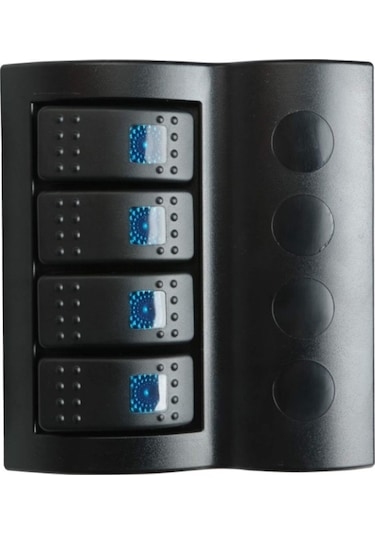 Bfy 4'Lü Switch Işıklı Ve Otomatik Sigortalı Mavi Panel Mavi