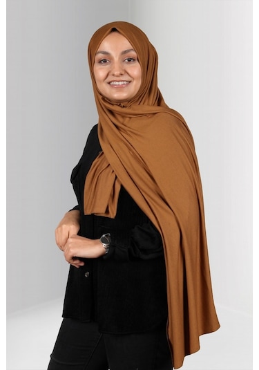 Hardal Düz Klasik Şal Viskon Kumaş Likralı Penye 202101_43 Hardal