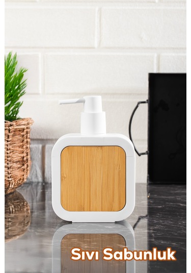 Porsima 3148 Banyo Ve Mutfak Sıvı Sabunluk 400ml Beyaz-ahşap Beyaz