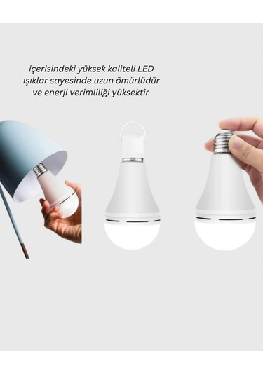 Şarjlı Led Ampul 30 Watt Soğuk Beyaz Çok Renkli
