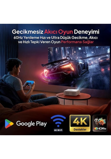 Vankyo Aurzen D1g Android Google Tv 4k Destekli Projeksiyon Cihazı +hdr10+auto Focus+auto Keystone+6g Wifi+6.1bt+dolby Ses Sistemi - Ps5/ps4/xbox