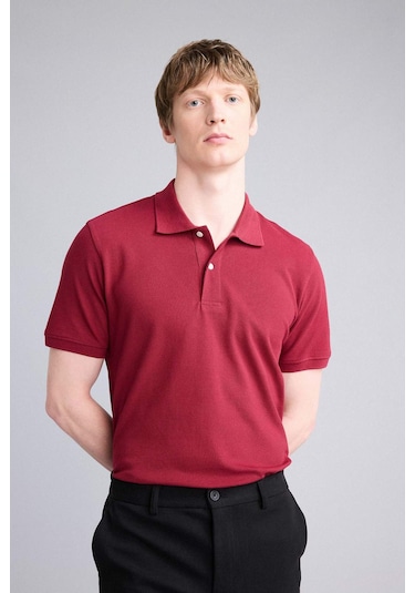 Defacto %100 Pamuk Polo Tişört E9504ax26spbr285 Bordo-br285