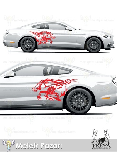 150x75cm-At Araba Arka Çamurluk Sticker, Koşan At Araba Yan Kapı