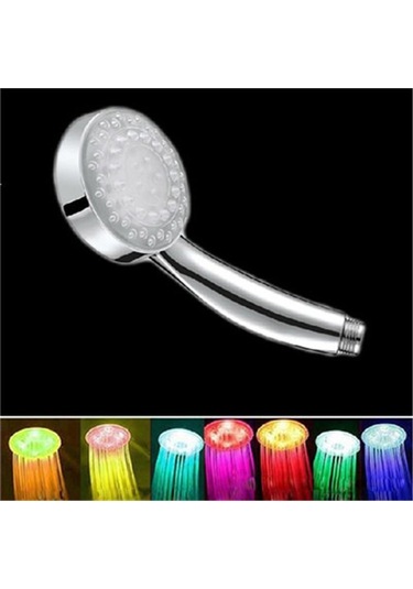 El 7 Renk Led Işık Su Banyosu Ev Banyo Duş Başlığı Glow Gümüş