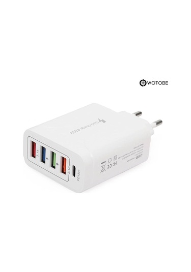 4 Usb 1 Type-c Usb Iphone Ipad Samsung Huawei Oppo Xiaomi Uyumlu 48w Hızlı Şarj Başlığı