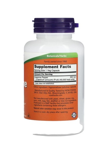 Now Foods Cayene, 500 Mg, 100 Veg Capsules