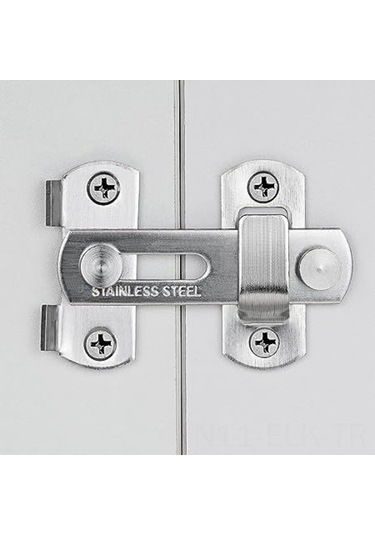 Besthome1 Paslanmaz Çelik 4'lü Kapı Kilit Seti - 7x5 Cm, Kolay Montaj, Ev Ofis Güvenliği İdeal Gümüş