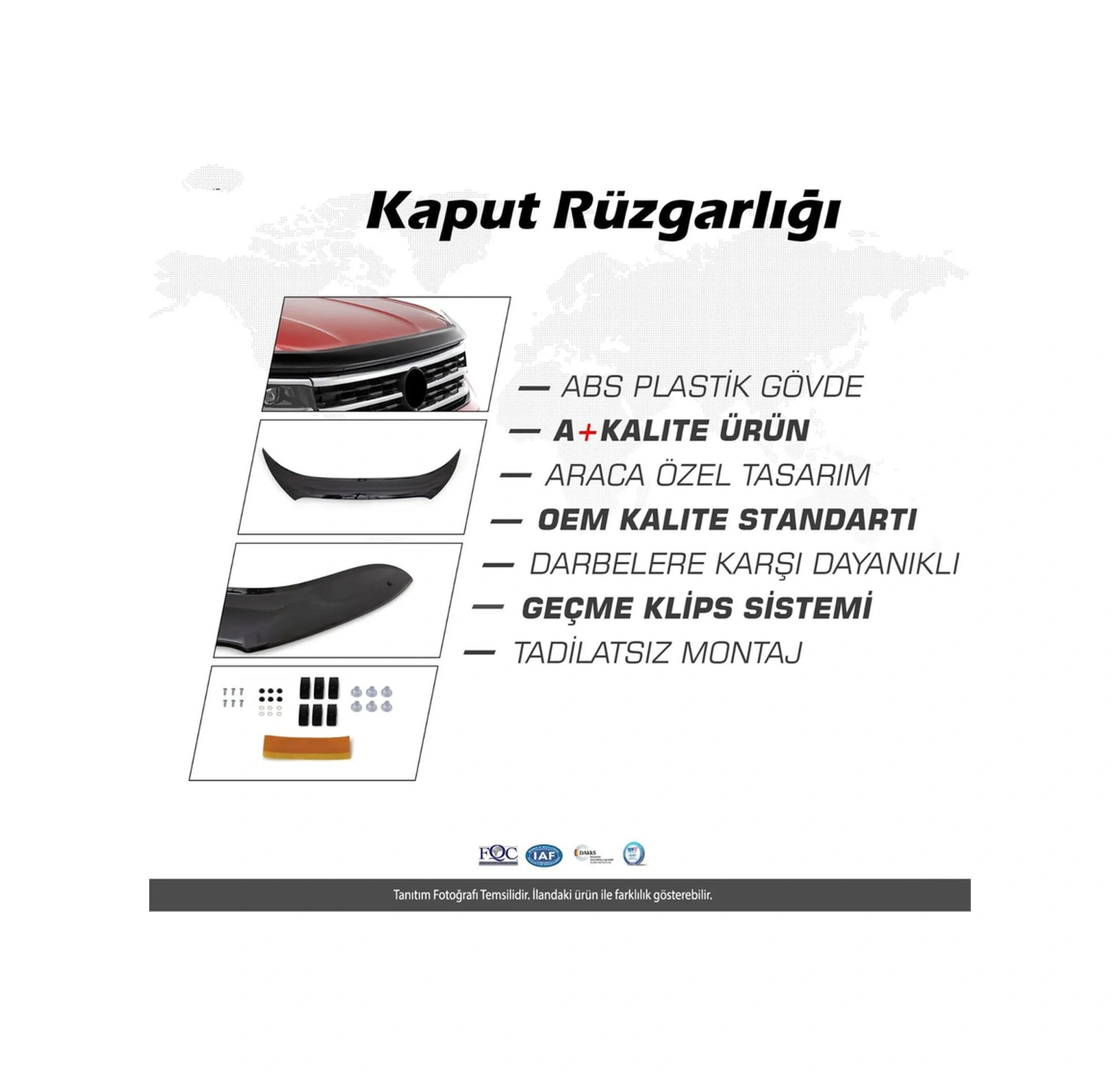 Renault Master 2019+ Araca Özel Kaput Rüzgarlığı A+ Pianoblack 4mm
