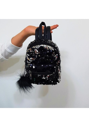 Fiyra Crn Siyah Pullu Kız Çocuk Sırt Çantası 16cmx20cmx10cm Siyah