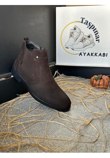 Üçlü %100 Hakiki Deri Erkek Günlük Kışlık Rahat Klasik Fermuarlı Bot 39-44 Kahverengi