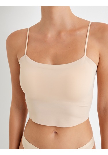 Koton Vücudu Saran Nefes Alan Kumaş Dikişsiz Askılı Kaplı Dolgusuz Yarım Atlet Ten Rengi 5wlk10136mk Ten Rengi