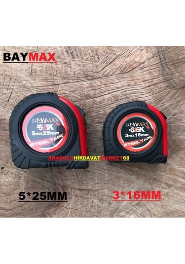 Baymax Çelik Şerit Metre 5 Metre 25 MM 3 Metre Ölçüm Metresi
