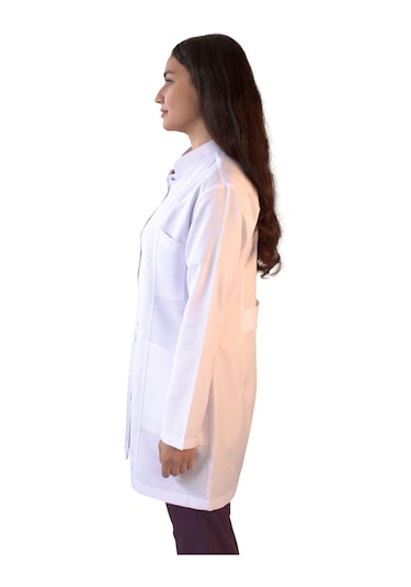 Vayteks Hakim Yaka Orta Boy Beyaz Kadın Doktor Öğretmen Laboratuvar Önlüğü