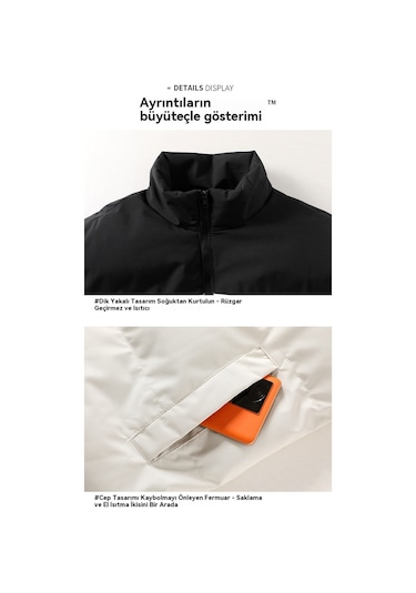 Erkek Dış Mekan Şişme Mont Sıcak Şişme Ceket Mavi