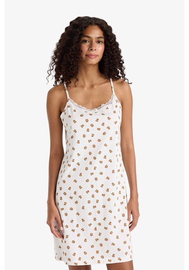 Defacto Regular Fit U Yaka Askılı Gecelik-fall İn Love F5921ax25smer85 Ekru Defacto Regular Fit U Yaka Askılı Gecelik-fall İn Love F5921ax25smer85 Ekru