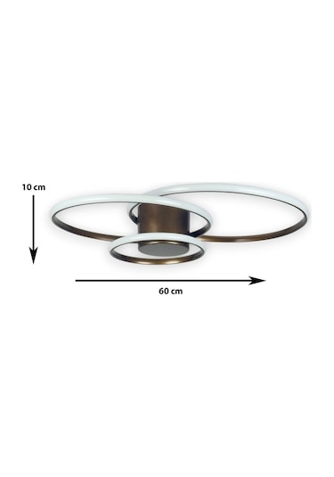 Sole Modern Tasarım Bronz Renk Salon - Mutfak - Hol Beyaz Led 3 Lü Avize Bronz