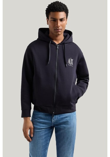 Erkek Regular Fit Fermuarlı Kapüşonlu Sweatshirt - Lacivert Deep Navy