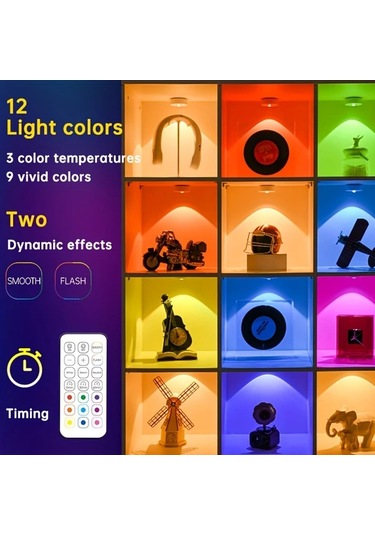 Willowhaven 3 Adet Uzaktan Kumandalı Şarj Edilebilir Rgb Gece Işığı Parlaklık Ayarı 12 Renk Modu Manyetik Dolap Aydınlatma Mutfak Banyo Yatak Odası Ofis