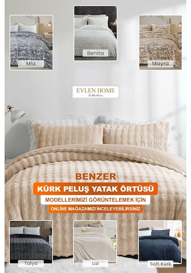 Kürk Yatak Örtüsü Yorgan Uyku Seti Tek Kişilik Çarşaflı Peluş Yumuşak Dolgulu Rody 3 Parça Antrasit