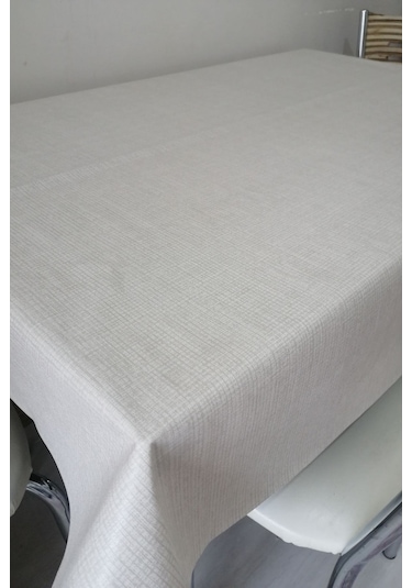 Altı Astarlı Muşamba Masa Örtüsü Kare Yuvarlak Dikdörtgen Krem