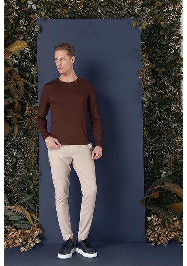 Ts 870 Slim Fit Kahve Spor T-shirt Kahverengi