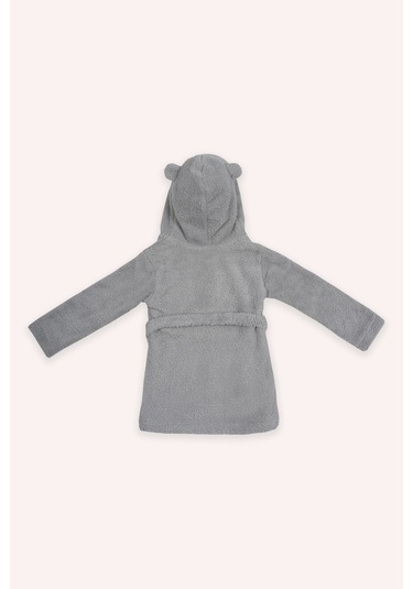 Kız Çocuk Peluş Sabahlık Gri Gri