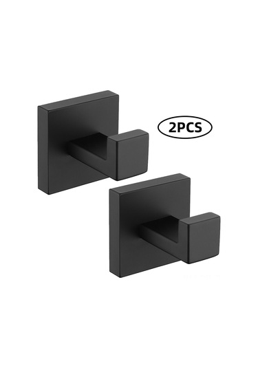 Dofolink 304 Paslanmaz Çelik Duvar Kanca, Siyah Kare Desenli, Banyo Havlu & Giysi Asıcı, 2 Adet, Dayanıklı Ve Kolay Kurulum Siyah