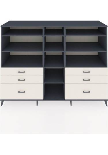 Kronos Dolap 10 Raflı 6 Çekmeceli 220x59x163 Antrasit-antrasit/a Antrasit-antrasit/aytaşı