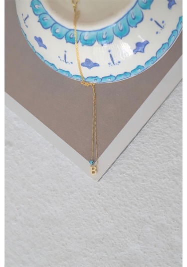 Minamis Silver 925 Ayar Gümüş Gözlü Üç Boyutlu B Harfi Kadın Gümüş Kolye-2267