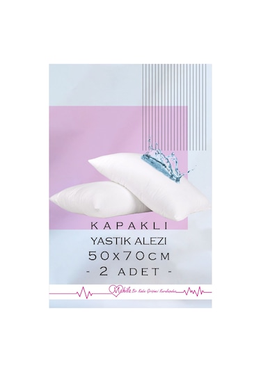 2 Adet 50x70 Yastık Alezi, Sıvı Geçirmez Yastık Alezi, Kapaklı Yastık Alezi, Yastık Koruyucu Beyaz