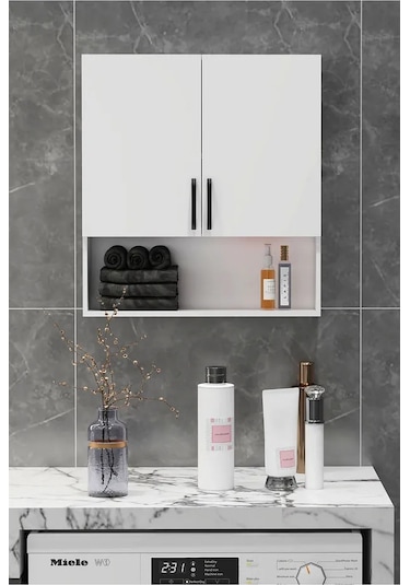 Defne Çamaşır Makinesi Üst Dolabı Beyaz