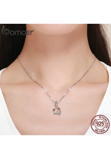 Bamoer Yeni Varış 100% 925 Ayar Gümüş Baharın Habercisi Kuş Kafesi Kolye Charm