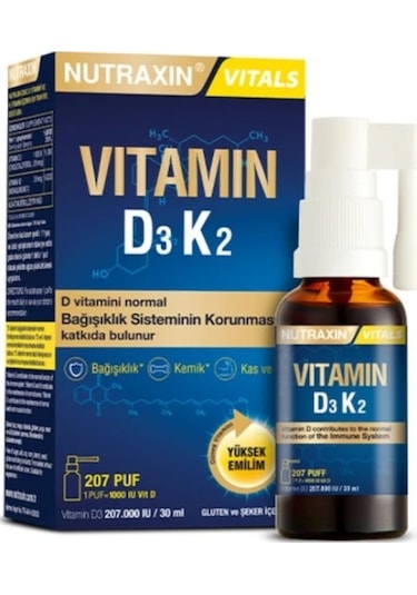 Nutraxin Vitals D3K2 Vitamin Sprey 3 x 30 ML